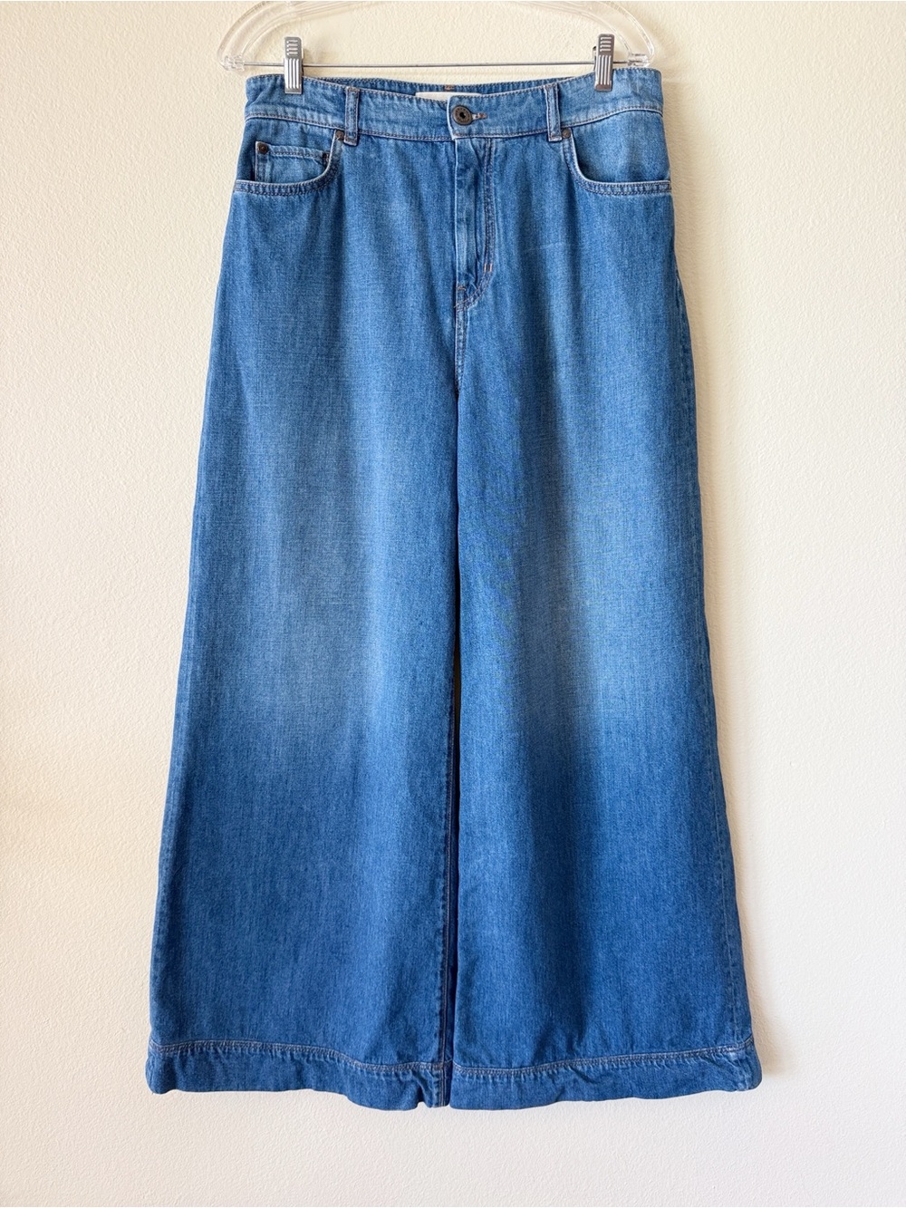 Weekend Max Mara 100% Cotton Wide Leg Denim Pants - Picture 2 of 12